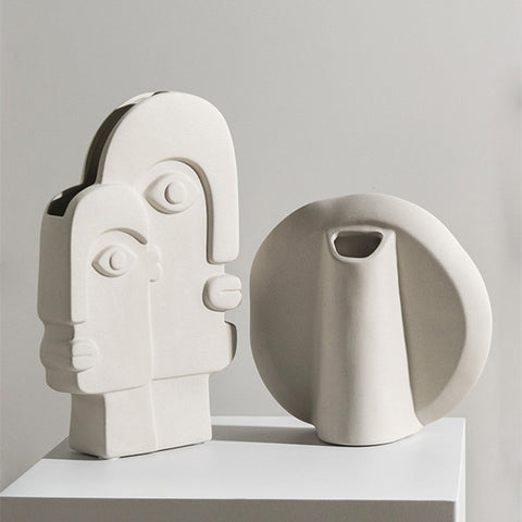 Face Shaped Porcelain Flower  Sculpted Vase