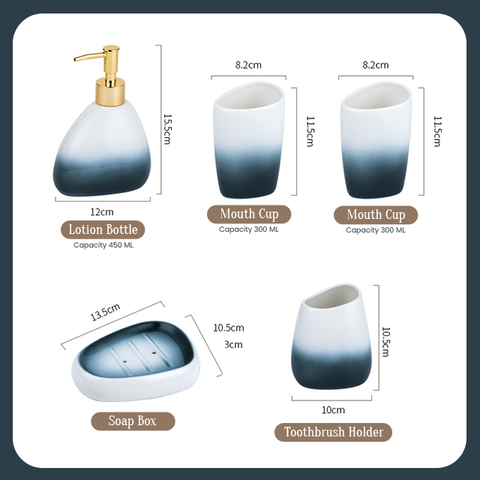 Gradient Ceramic Bathroom Wash Set