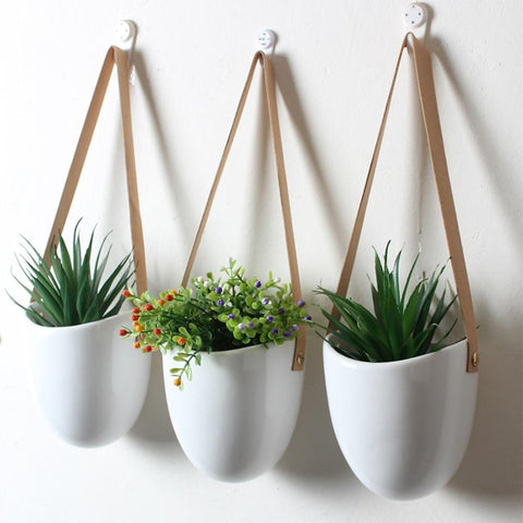 Catriona - Wall-hanging Ceramic Flower Pot (3 Sets) - Silky decor