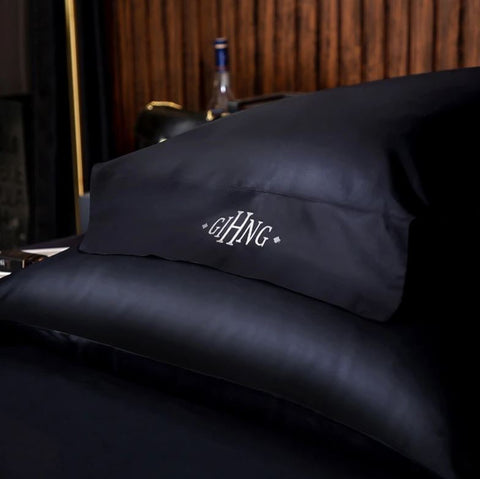 Black Egyptian Cotton Duvet Set 700 Thread Count