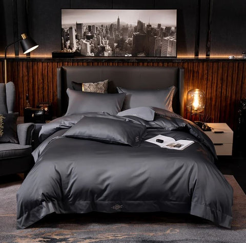 Black Egyptian Cotton Duvet Set 700 Thread Count