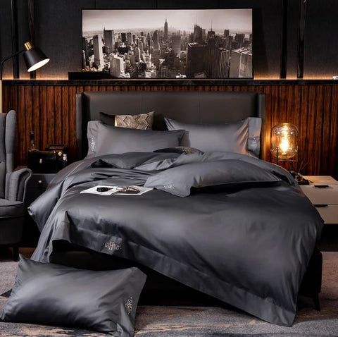 Black Egyptian Cotton Duvet Set 700 Thread Count