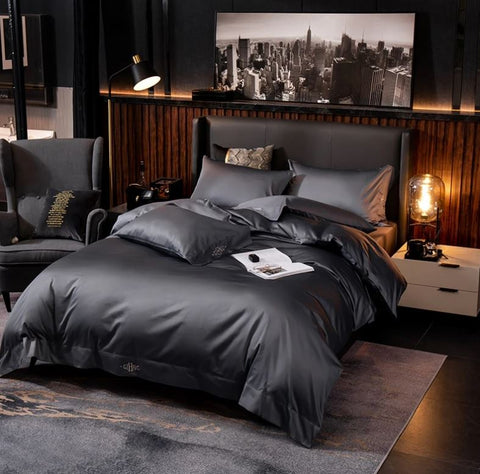 Black Egyptian Cotton Duvet Set 700 Thread Count