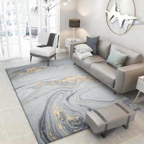 Kiera - Golden Powder Marble Pattern Carpet - Silky decor