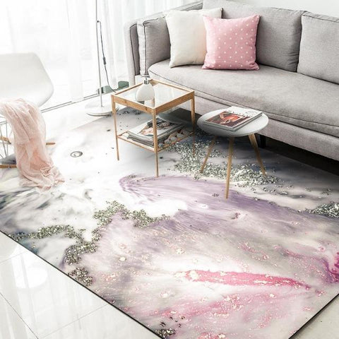 Kiera - Golden Powder Marble Pattern Carpet - Silky decor