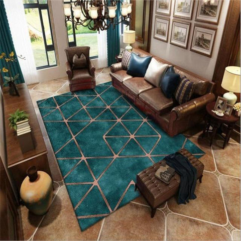 Kamalei - Modern Living Room Turquoise Carpet - Silky decor