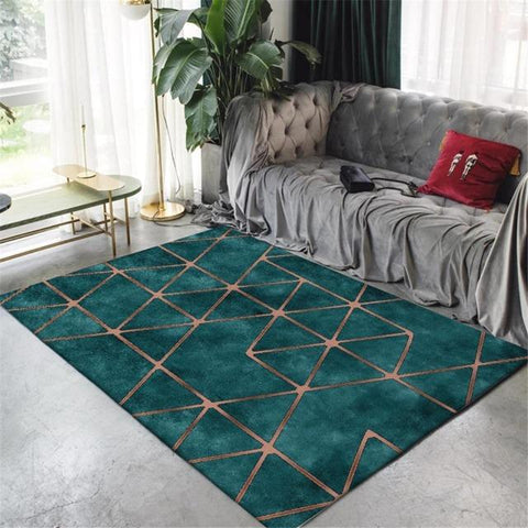Kamalei - Modern Living Room Turquoise Carpet - Silky decor