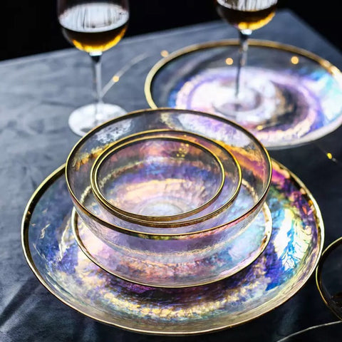Luxury Rainbow Glass Serving Bowls