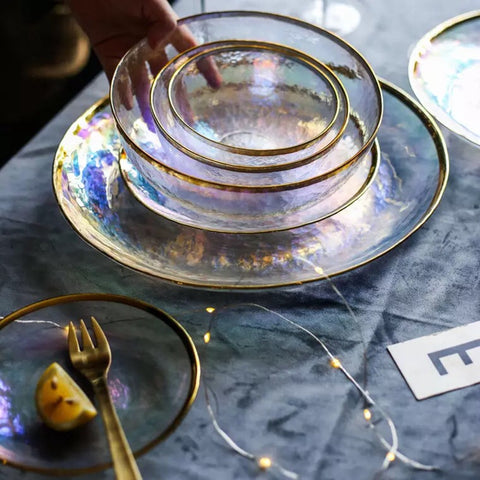 Luxury Rainbow Glass Serving Bowls