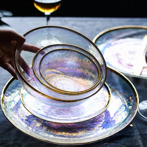 Luxury Rainbow Glass Serving Bowls