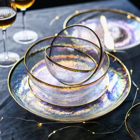 Luxury Rainbow Glass Serving Bowls