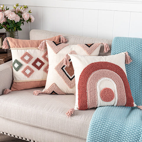 Boho Embroidered Throw Pillowcase