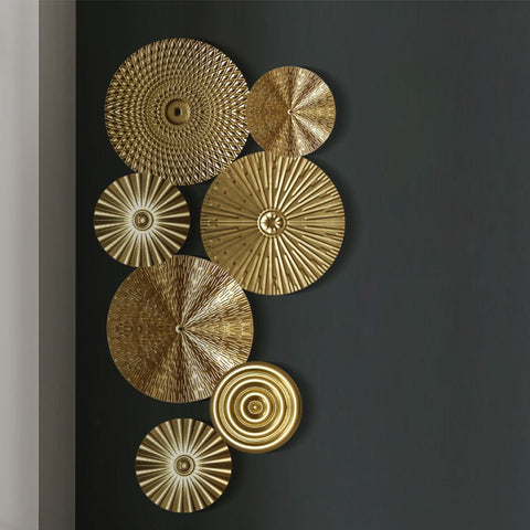 Trendy Round Golden Wall Decoration