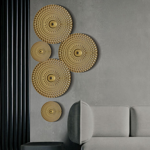 Trendy Round Golden Wall Decoration