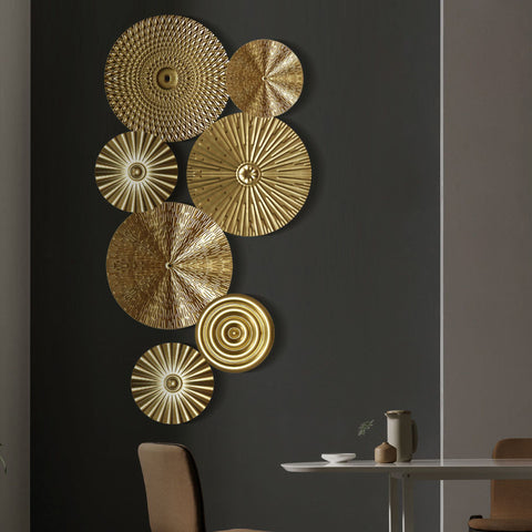 Trendy Round Golden Wall Decoration