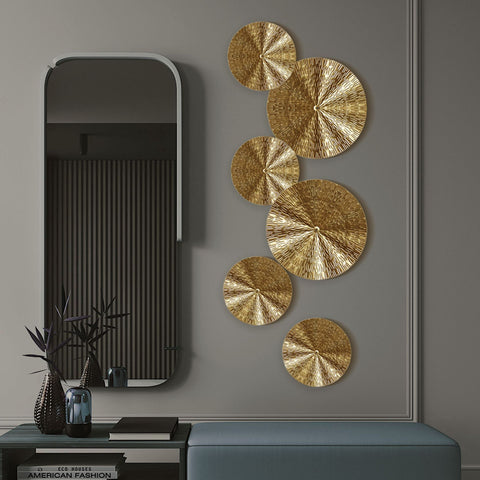 Trendy Round Golden Wall Decoration