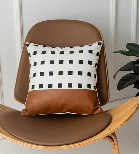 Luxurious Leather and Cotton Cushion Cover