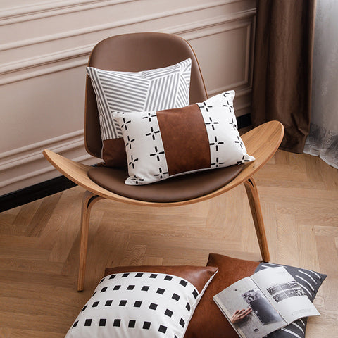 Luxurious Leather and Cotton Cushion Cover
