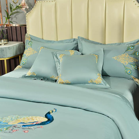VINTAGE CHIC PEACOCK EMBROIDERY DUVET SET