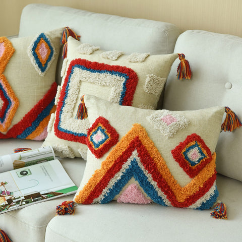 Luxury Woolen Tassels Cushion Cover