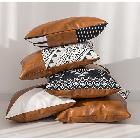 Modern Faux Leather Cushion Cover