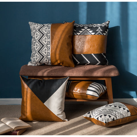 Modern Faux Leather Cushion Cover