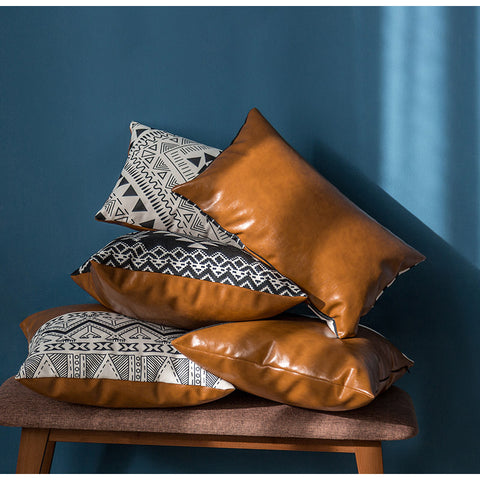 Modern Faux Leather Cushion Cover