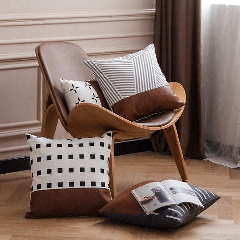 Luxurious Leather and Cotton Cushion Cover