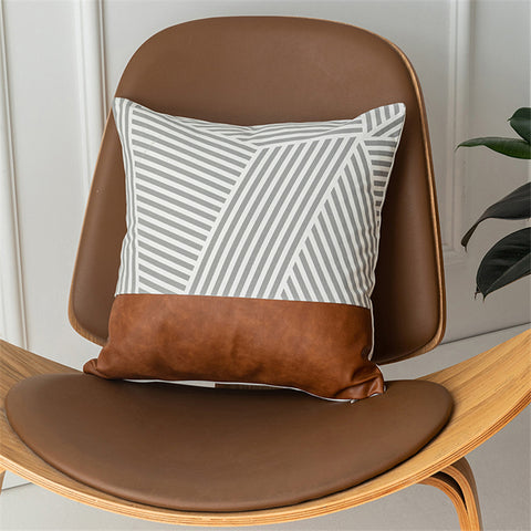 Luxurious Leather and Cotton Cushion Cover