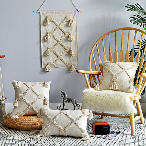 Soft Knitted Tassel Pillowcase