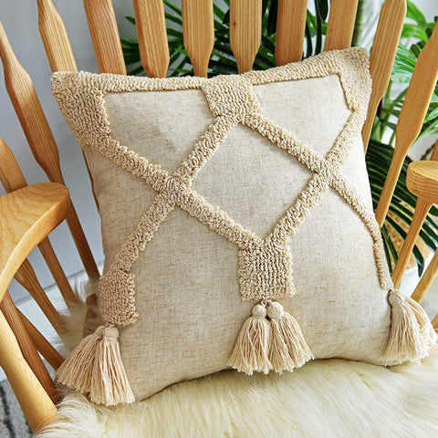 Soft Knitted Tassel Pillowcase