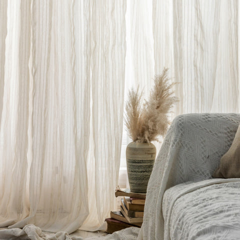 Cotton and Linen Striped Curtain