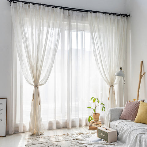 Cotton and Linen Striped Curtain