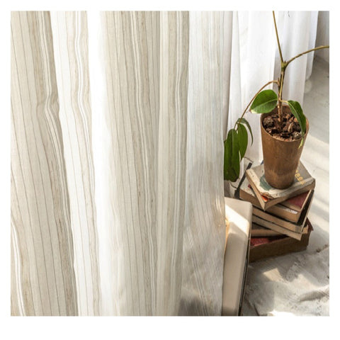 Cotton and Linen Striped Curtain