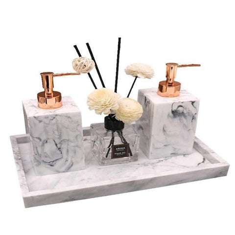 Gamela - Marble Texture Bathroom Storage Tray - Silky decor