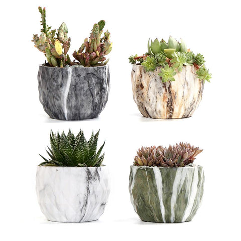 Deidra - Modern Bonsai Marbling Flower Pot (4 pcs) - Silky decor