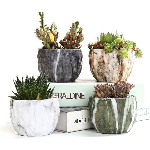 Deidra - Modern Bonsai Marbling Flower Pot (4 pcs) - Silky decor