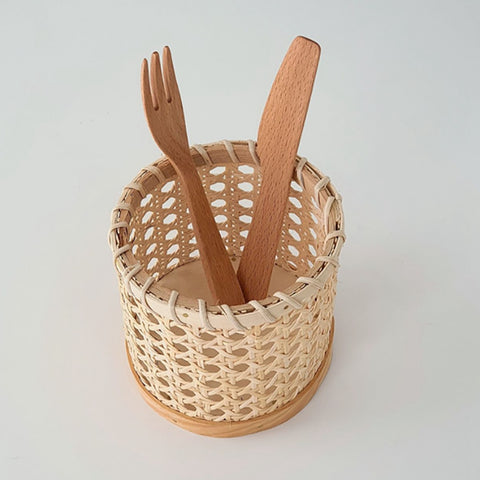 Cylindrical Rattan Storage Basket