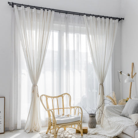 Japanese Striped Linen Yarn Curtain