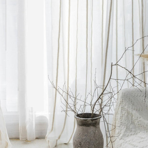 Japanese Striped Linen Yarn Curtain