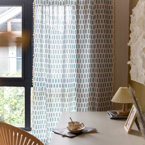 Leaf Cotton Linen Curtain