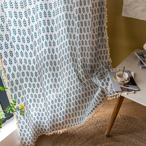 Leaf Cotton Linen Curtain