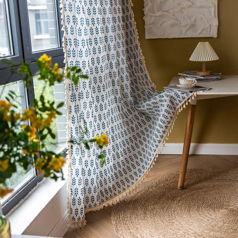 Leaf Cotton Linen Curtain