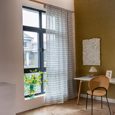 Leaf Cotton Linen Curtain