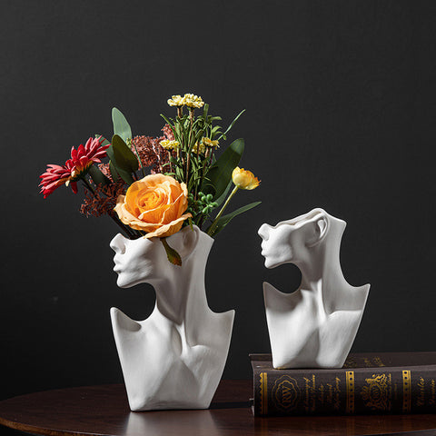 Half Face Ceramic Flower Vase