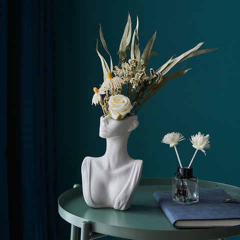 Half Face Ceramic Flower Vase