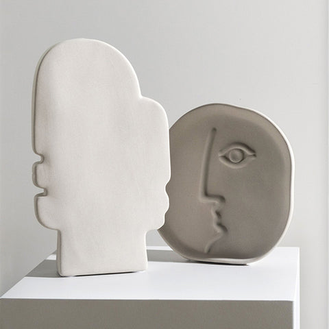 Face Shaped Porcelain Flower  Sculpted Vase