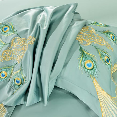 VINTAGE CHIC PEACOCK EMBROIDERY DUVET SET
