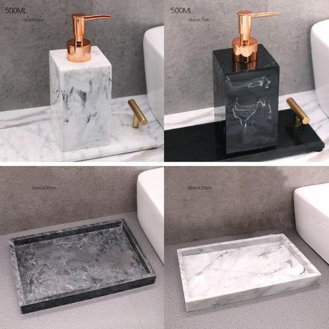 Gamela - Marble Texture Bathroom Storage Tray - Silky decor
