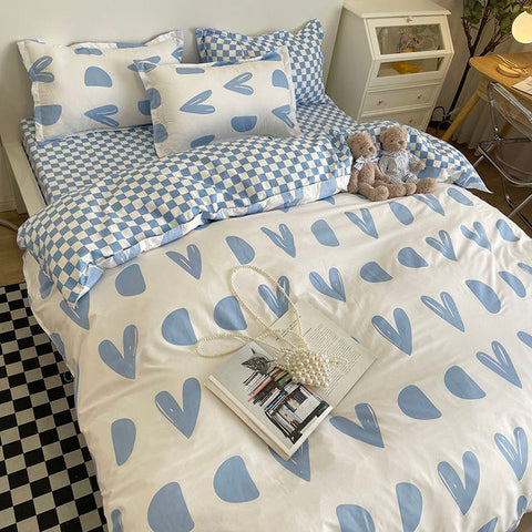 4PCS Duvet Cover ( 1 Duvet Cover + 1 Bedsheet + 2 Pillowcase)